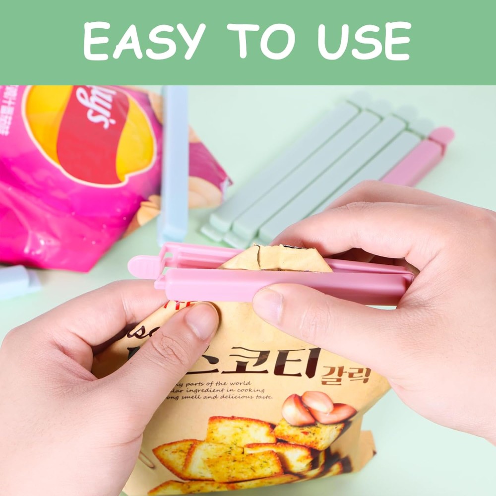 Bag Clips for Food Storage, 40 Pcs Food Bag Clips 2 Sizes & 4 Colours 15/12cm, Reusable for Snacks, Food, Sandwich