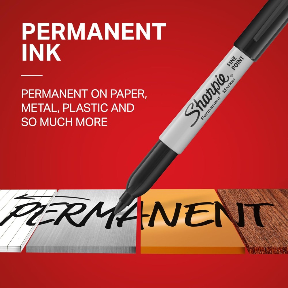 Sharpie 30162PP Permanent Markers, Fine Point, Black, 2 Count