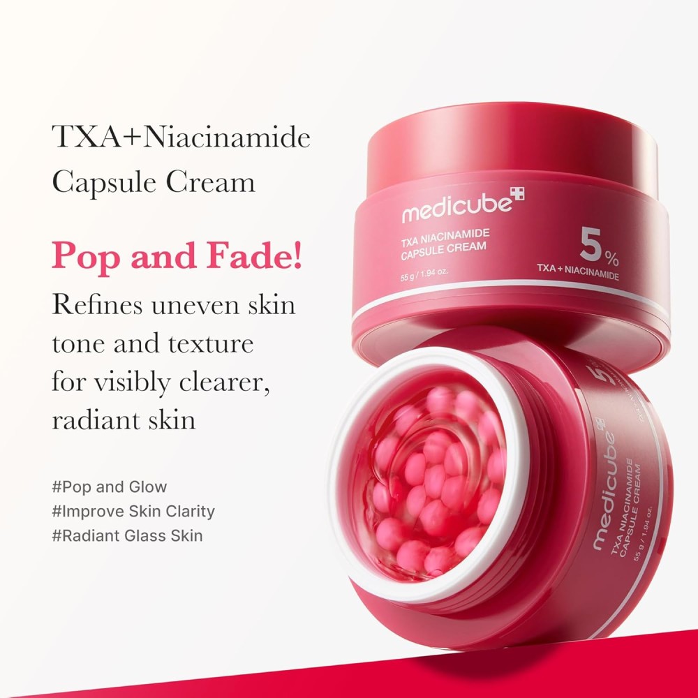 medicube Capsule Cream with TXA + Niacinamide | Dual Radiance Moisturizer Ideal for Use After Spot Care, Uneven Skin Tone & Texture & Hydration | 99% Pure Tranexamic Acid | Korean Skincare, 1.94 oz Anti-Aging Fiyatı