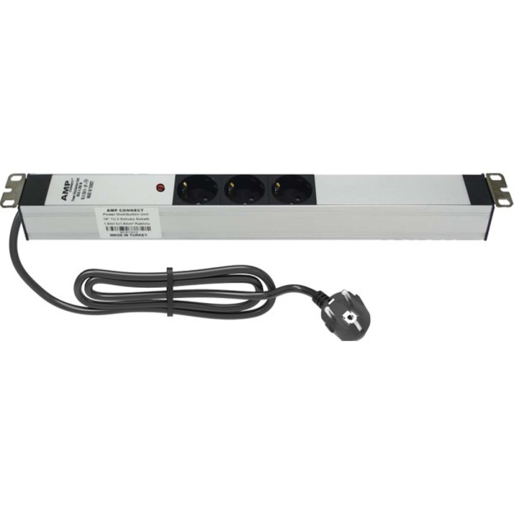 \ 19" 1u  3 Way Schuko Type (DIN49440) Socket Power Indıcator Lıght, 3x1,5 Mm² Nymhy Cable, DIN49441 Plug Alumınıum Profıle Frame  Pdu\ Oto Boyaları Fiyatı