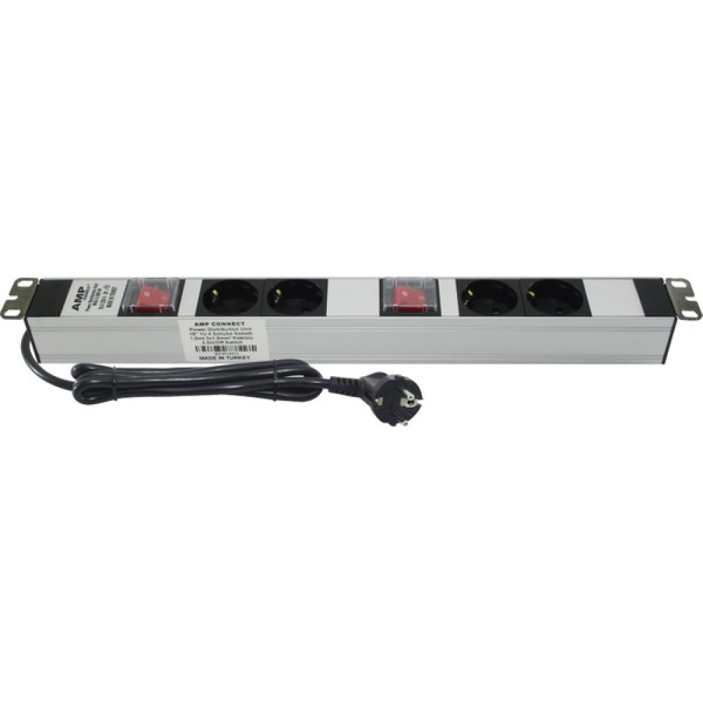 19" 1u 4'lü Schuko 2 Anahtar Alüminyum Rack Kabin Grup Prizi Pdu Oto Boyaları Fiyatı
