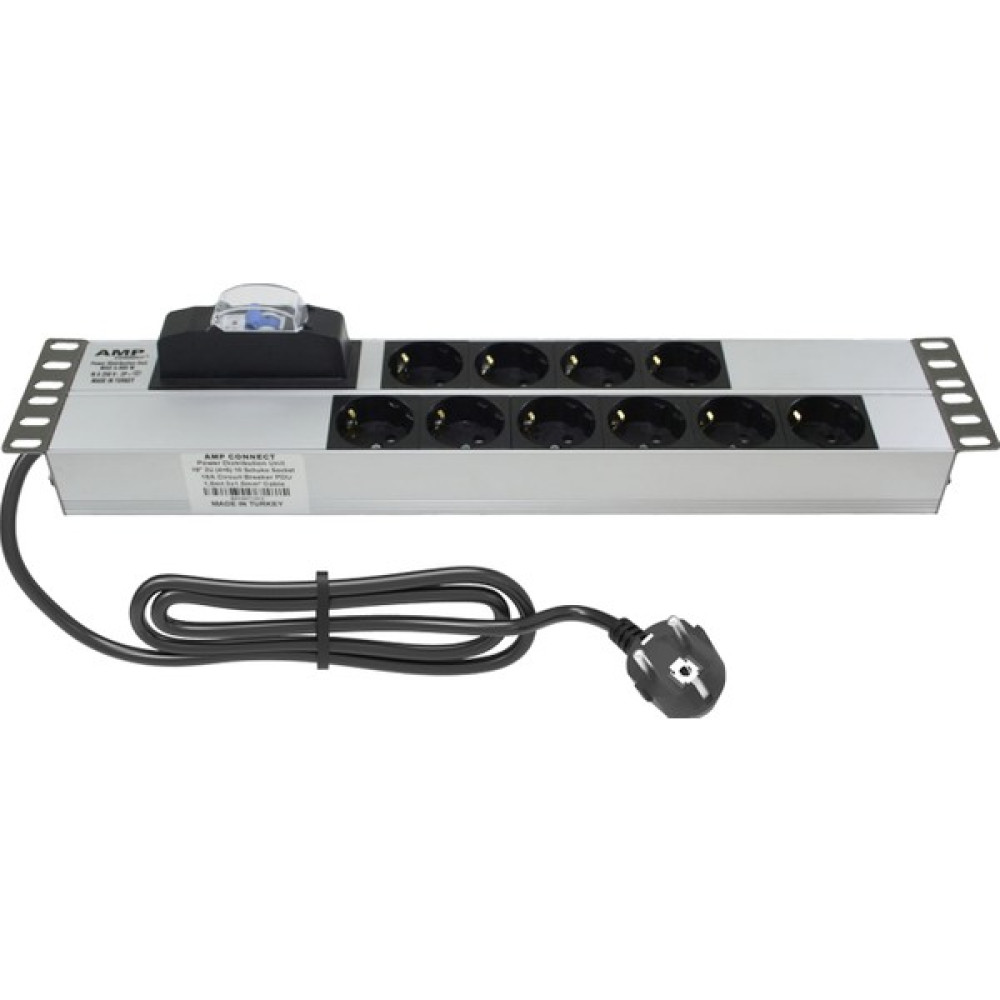 19" 2u 10'lı Schuko Sigortalı Alüminyum Rack Kabin Grup Prizi Pdu Network Aksesuarları Fiyatı