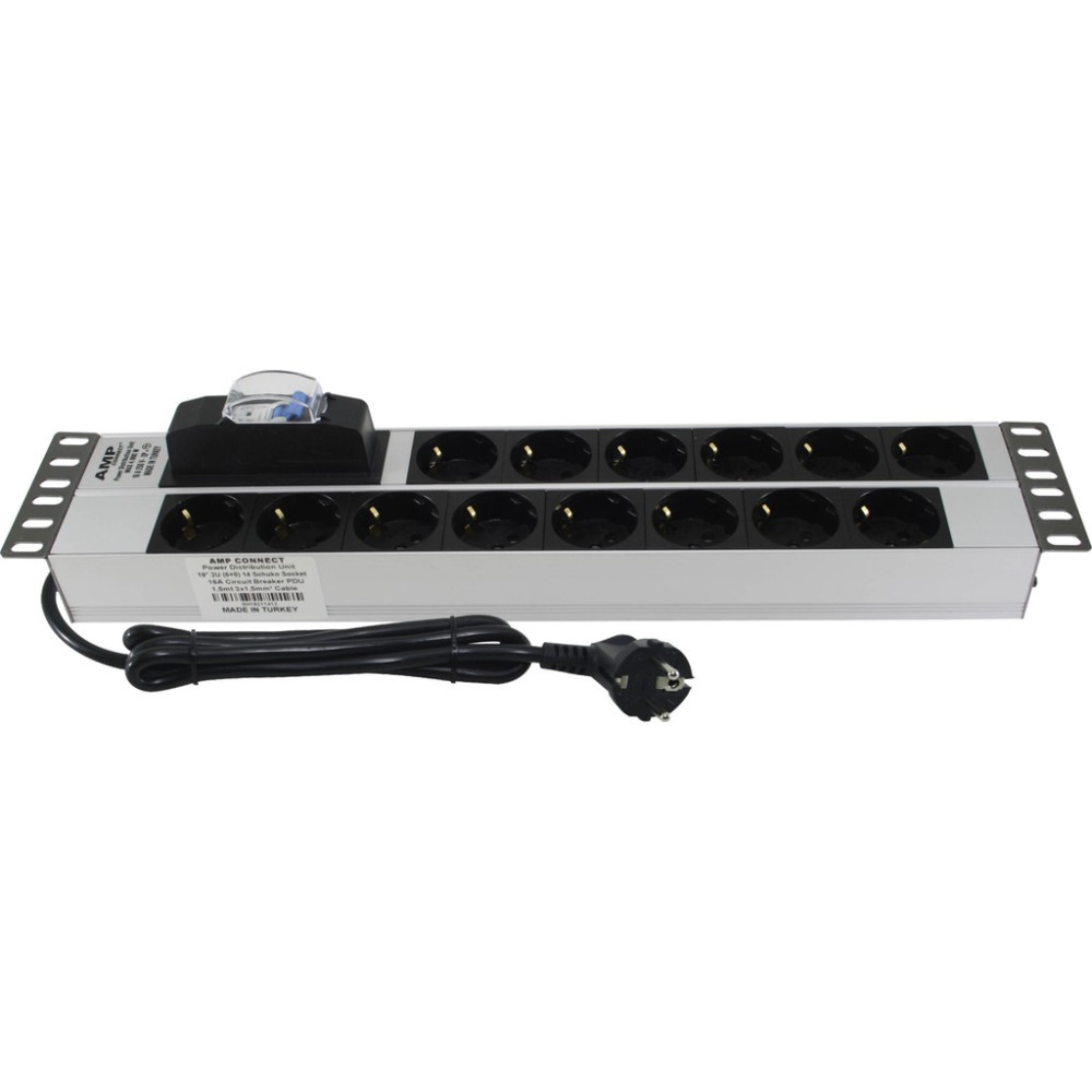 19" 2u 14'lü Schuko Sigortalı Alüminyum Rack Kabin Grup Prizi Pdu Kabinet Fiyatı