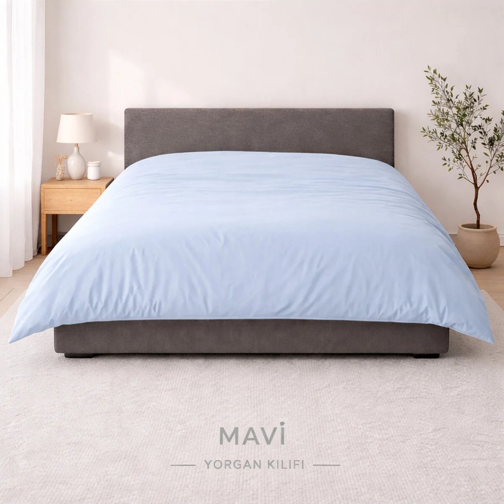195X230 cm Çift Kişilik Nevresim (Ranforce Yorgan Kılıfı) – Krem, Beyaz, Mavi, Gri, Siyah, Pudra - Mavi - 190 x 230 cm Nevresim Takımı Fiyatı