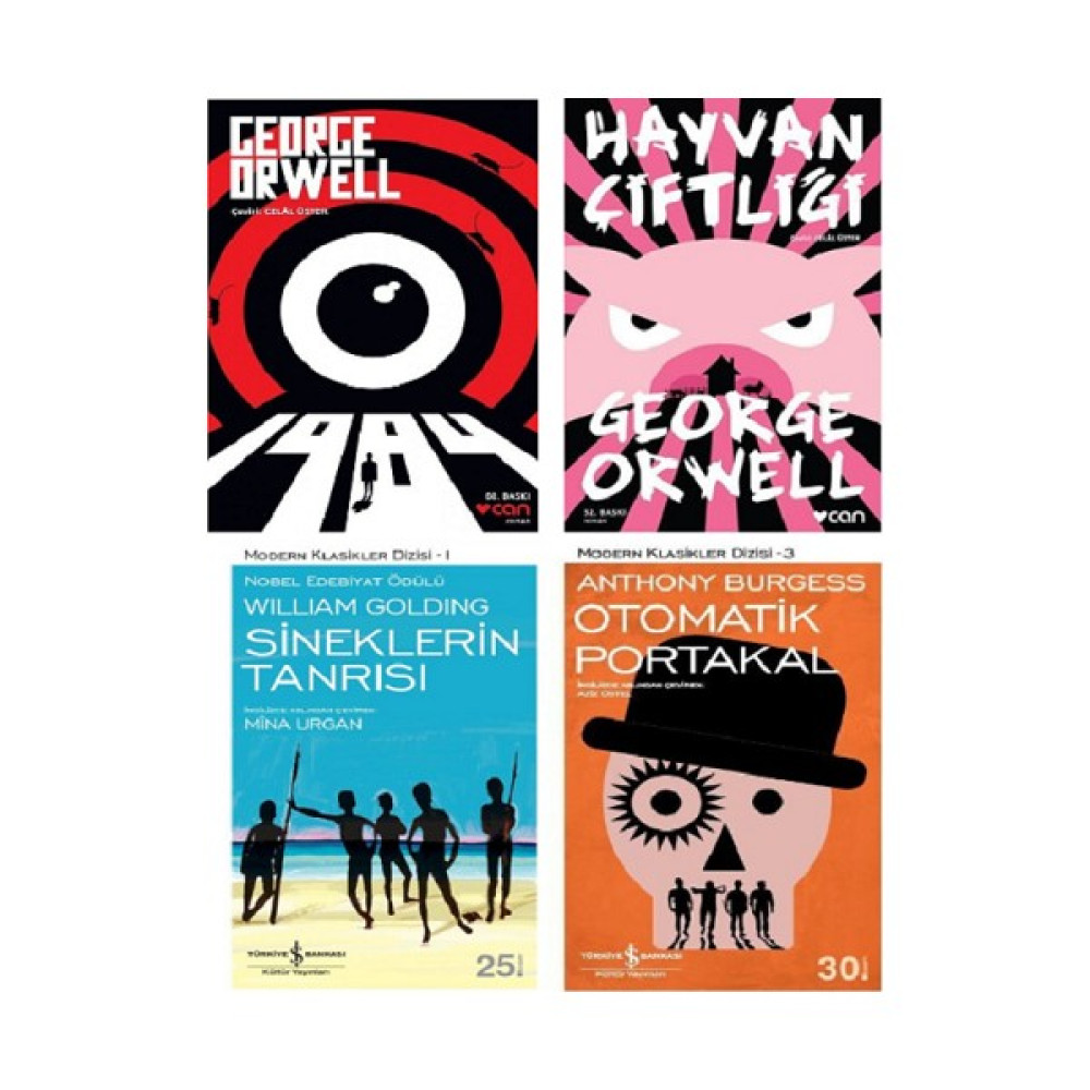 1984 - Hayvan Çiftliği - Sineklerin Tanrısı - Otomatik Portakal | 4 Kitap Set Çeviri Romanlar Fiyatı