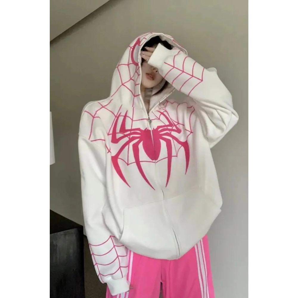 1blood Beyaz Kapüşonlu Pembe Spiderman Maske Hırka M Beden Kadın Hırka Fiyatı