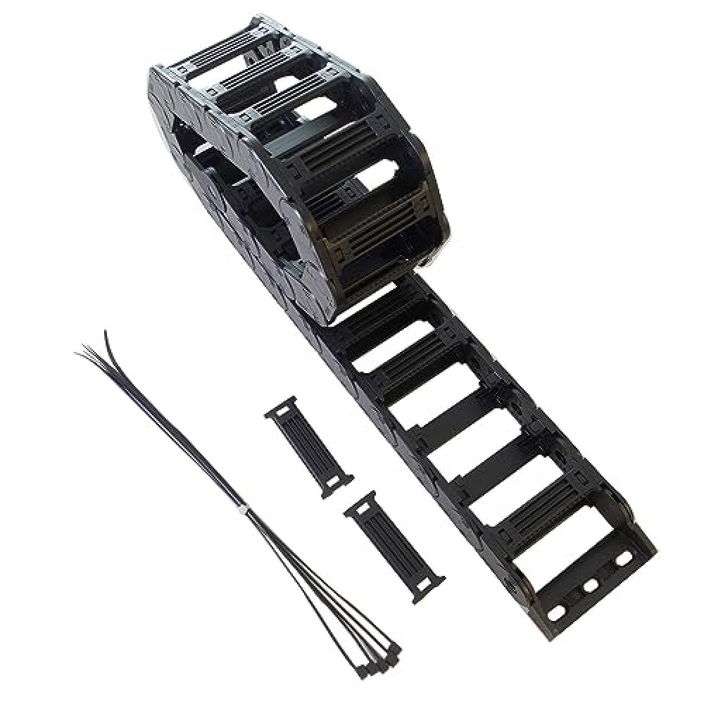 1M Drag Chain Cable Carrier Wire 25x77mm (HxW) Big Size Stable R55 Open Type for CNC Router Electronic Industrial Machine with Cable Tie