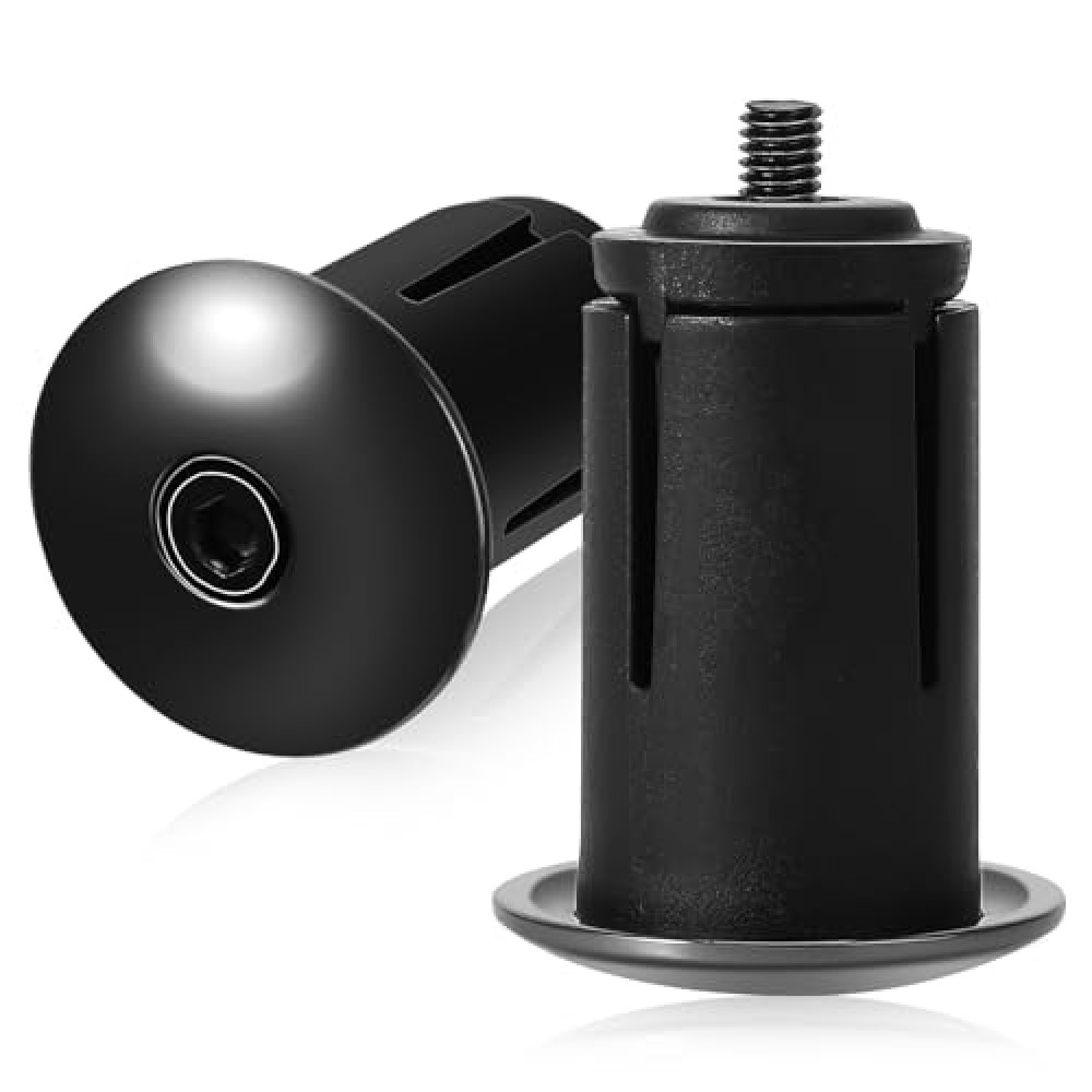 1Pairs Aluminum Alloy Bike Handlebar End Caps Bicycle Bar End Plugs Expanding Adjustable Locking Caps Black Handle Grips for Mountain Bike/Road Bike/BMX/MTB