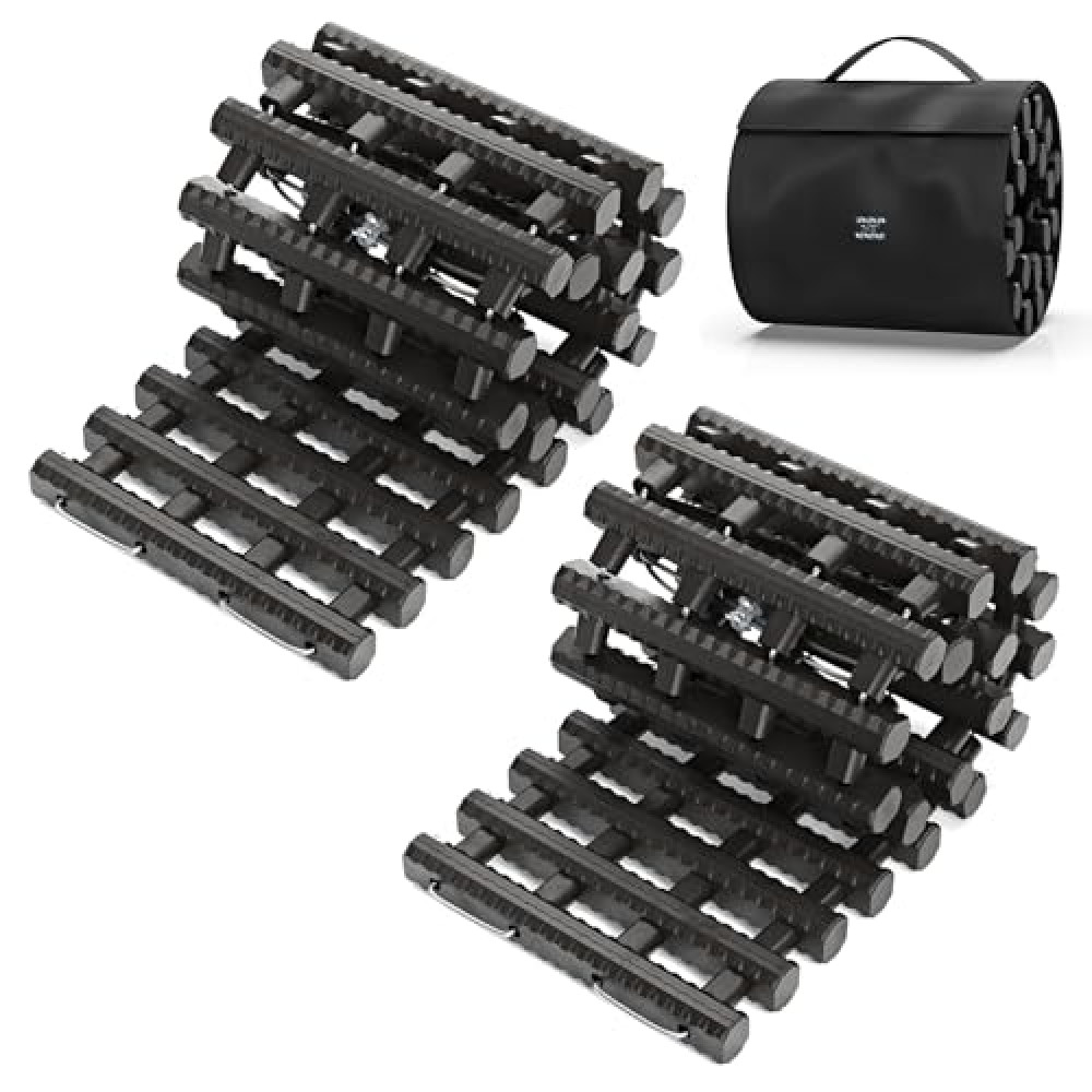 1PZ TMP-G6H 2pc Traction Tracks Mats TPR 31.5" L Tire Recovery Track Pad Roll Car Vehicle Tyre Traction Boards Tire Ladder Track Grabber Auto Emergency Traction Aid for Off-Road Mud Snow Ice Sand