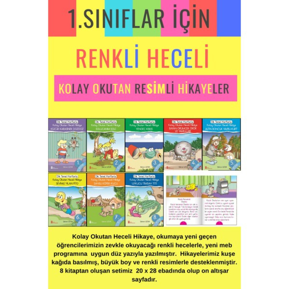 1.sınıf Renkli Heceli Resimlerle Süslenmiş Kolay Okuma Seti Çocuk Masal Fiyatı