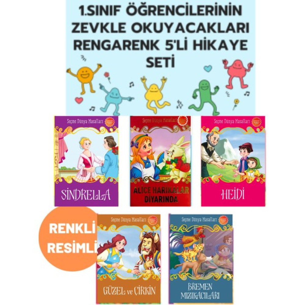 1.sınıfa Giden Öğrenciler Için Rengarenk 5 Kitaptan Oluşan Okuma Kitabı Hikaye Kitabı Seti Çocuk Masal Fiyatı