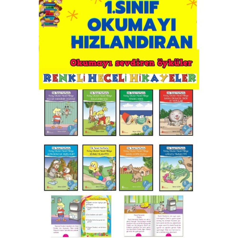 1.sınıflar Için Okumayı Hızlandıran Renkli Heceli Hikaye Seti Çocuk Masal Fiyatı