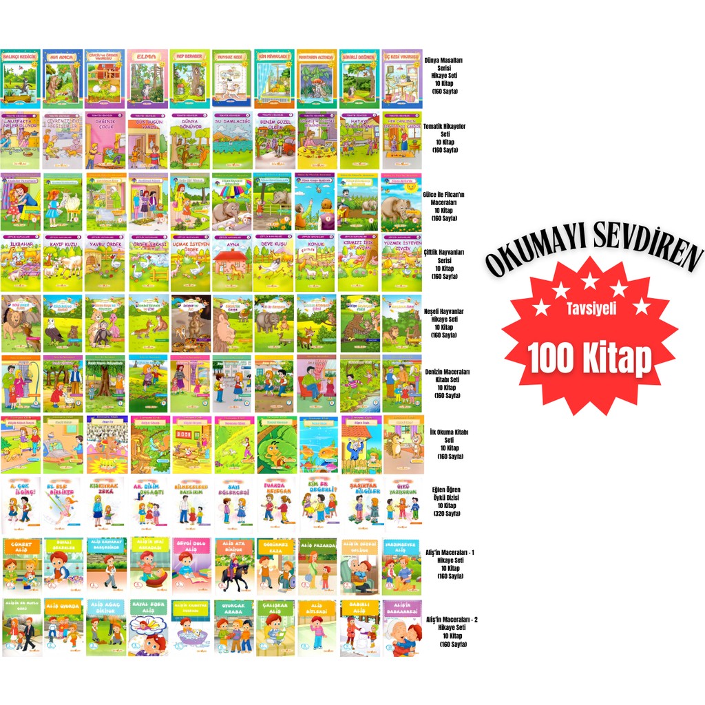 1.sınıflar Için Tavsiyeli Okumayı Hızlandıran Sevdiren Renkli Resimli Hikaye Seti (100 Kitap) Diğer Fiyatı
