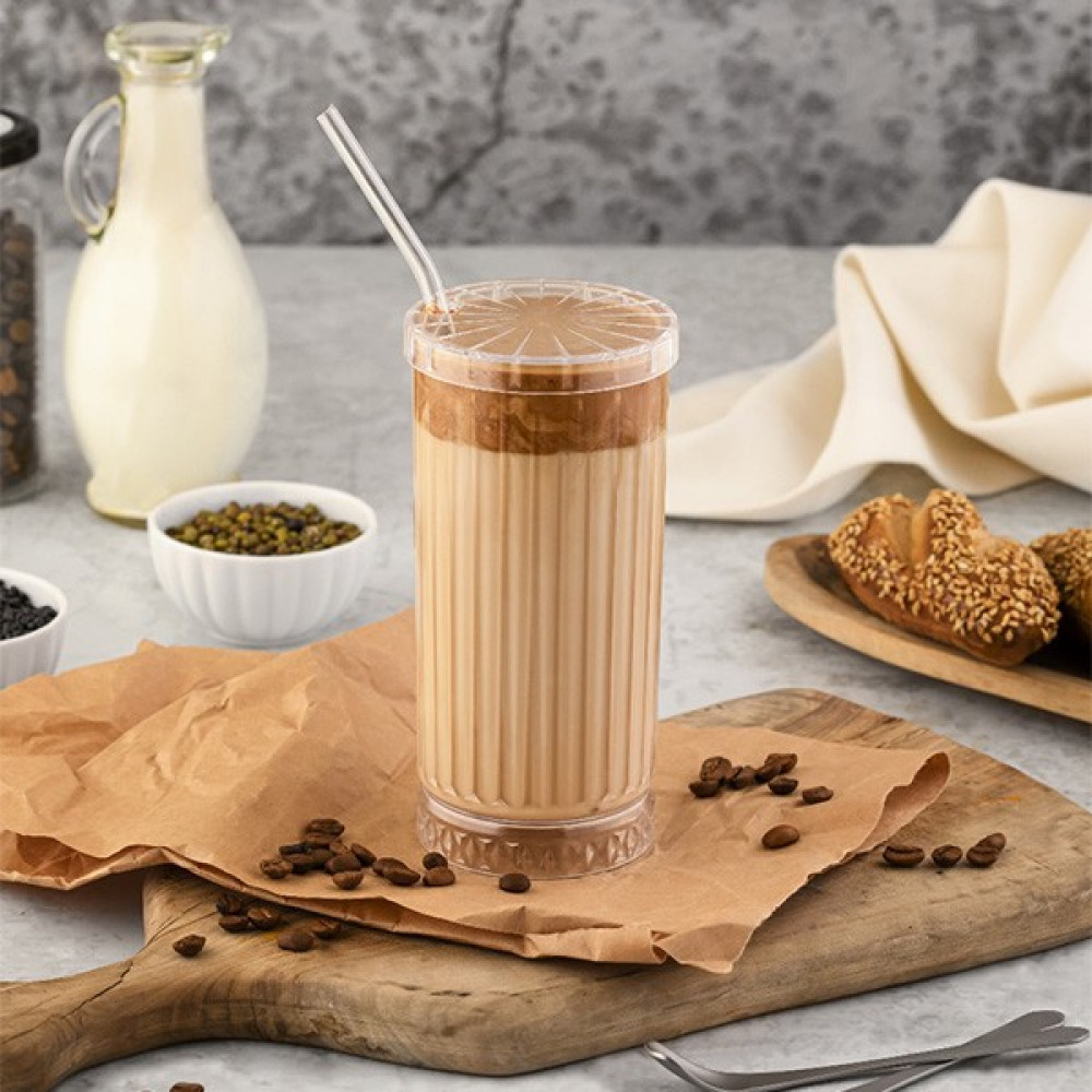 2 Adet 400 ml Mika Kapaklı Pipetli Origami Stil Mika Bardak | Sunum Meşrubat Bardağı -Cam Değildir- Fincan / Bardak / Kahve Takımı Fiyatı