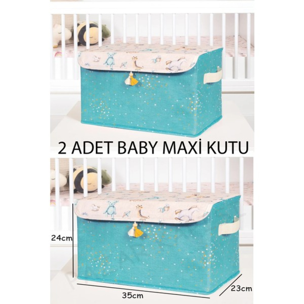 2 Adet Baby Çok Amaçlı Kapaklı Kutu Düzenleyici Maxi - Mavi Hurç Fiyatı