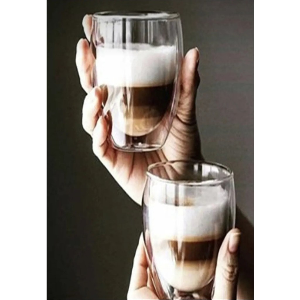 2 Adet Espresso Bardak Yeni Tasarım Çift Cidarlı Bardak 300 ml Ofis Ev Fincan / Espresso - Şeffaf Fincan / Bardak / Kahve Takımı Fiyatı