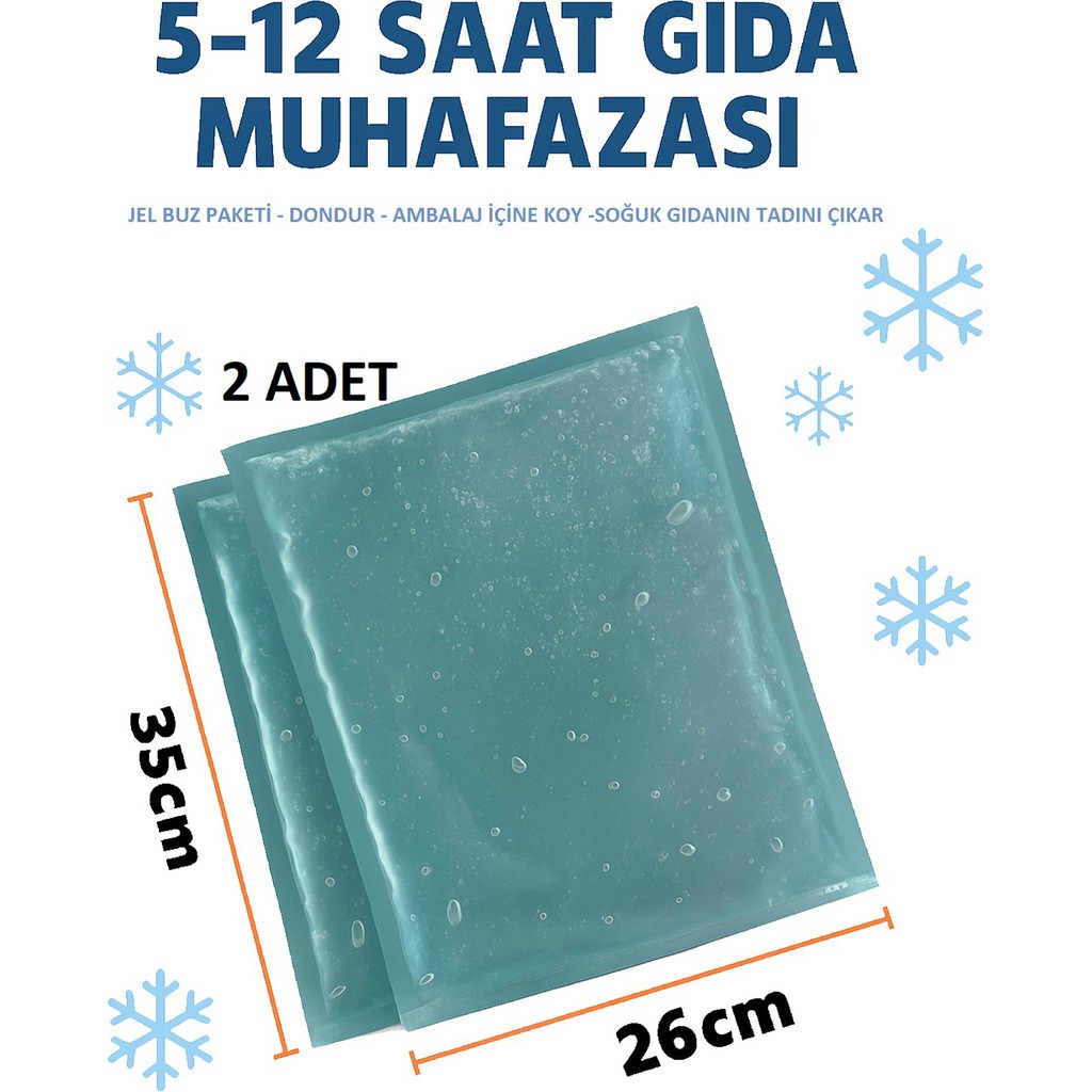 2 Adet Gıda Soğutucu Isıtıcı Donuk Şeffaf Buz Paketi Termojel, 5-12 Saat Isı Muhafaza 26CMX35CM SSD / Solid State Drive Fiyatı