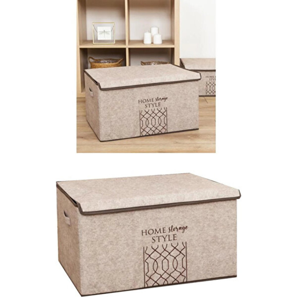 2 Adet Keçe Kapaklı Çok Amaçlı Maxi Kutu Hurç 47X37X24CM - Bej Hurç Fiyatı