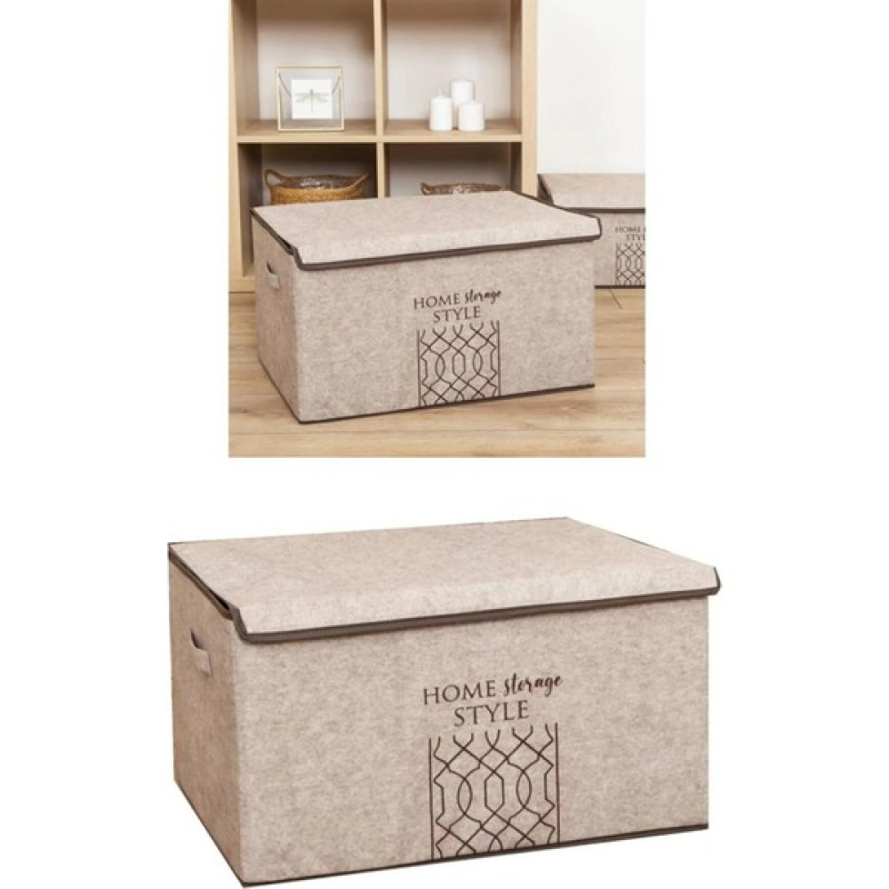2 Adet Keçe Kapaklı Çok Amaçlı Mega Kutu Hurç 57X41X31 cm - Bej Hurç Fiyatı