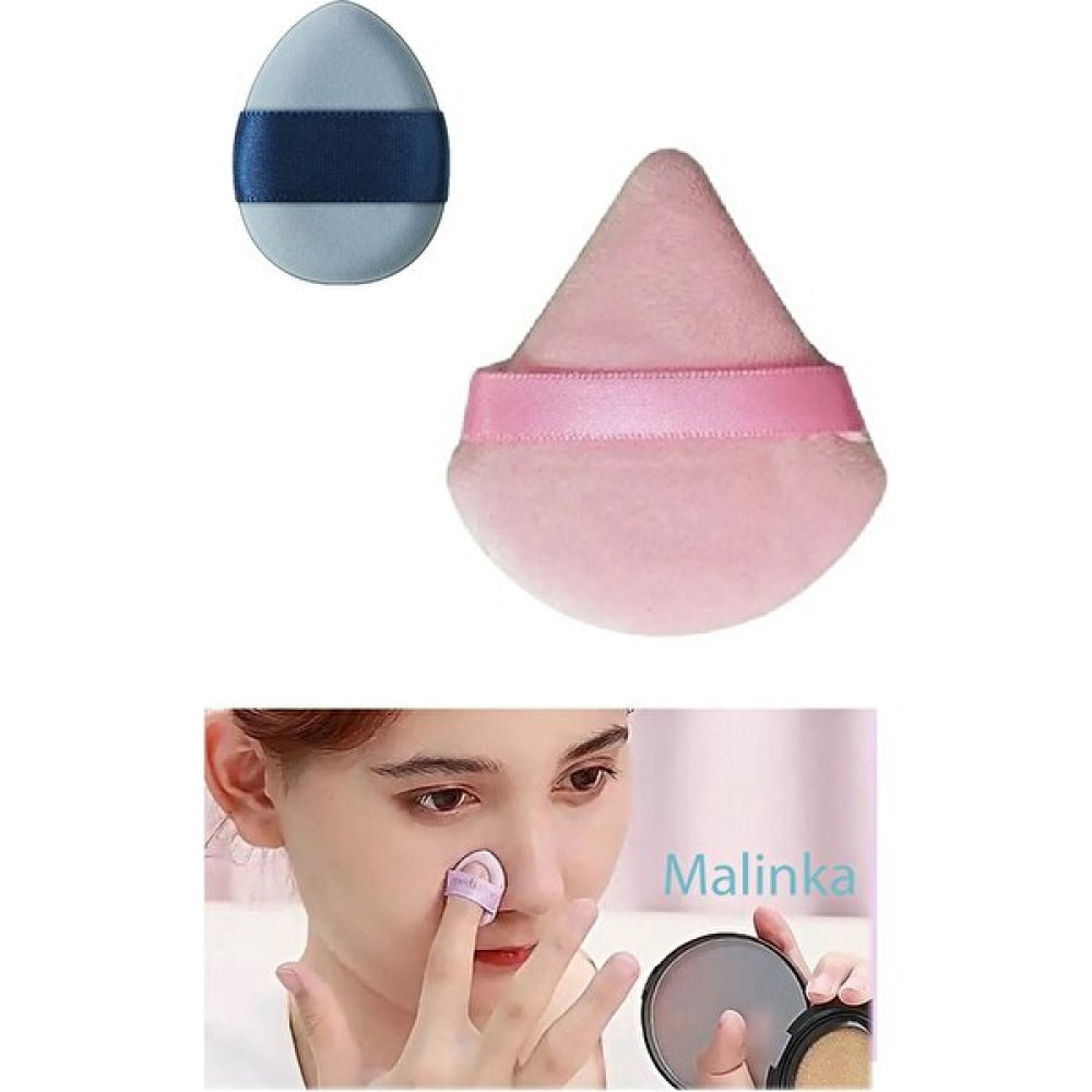 2 Adet Mini ve Üçgen Kozmetik Puf Parmak Yüz Makyaj Sünger Göz Altı Kapatıcı Kuru Islak Bez Süngeri - Mavi - Pembe Makyaj Fırça ve Aksesuarları Fiyatı