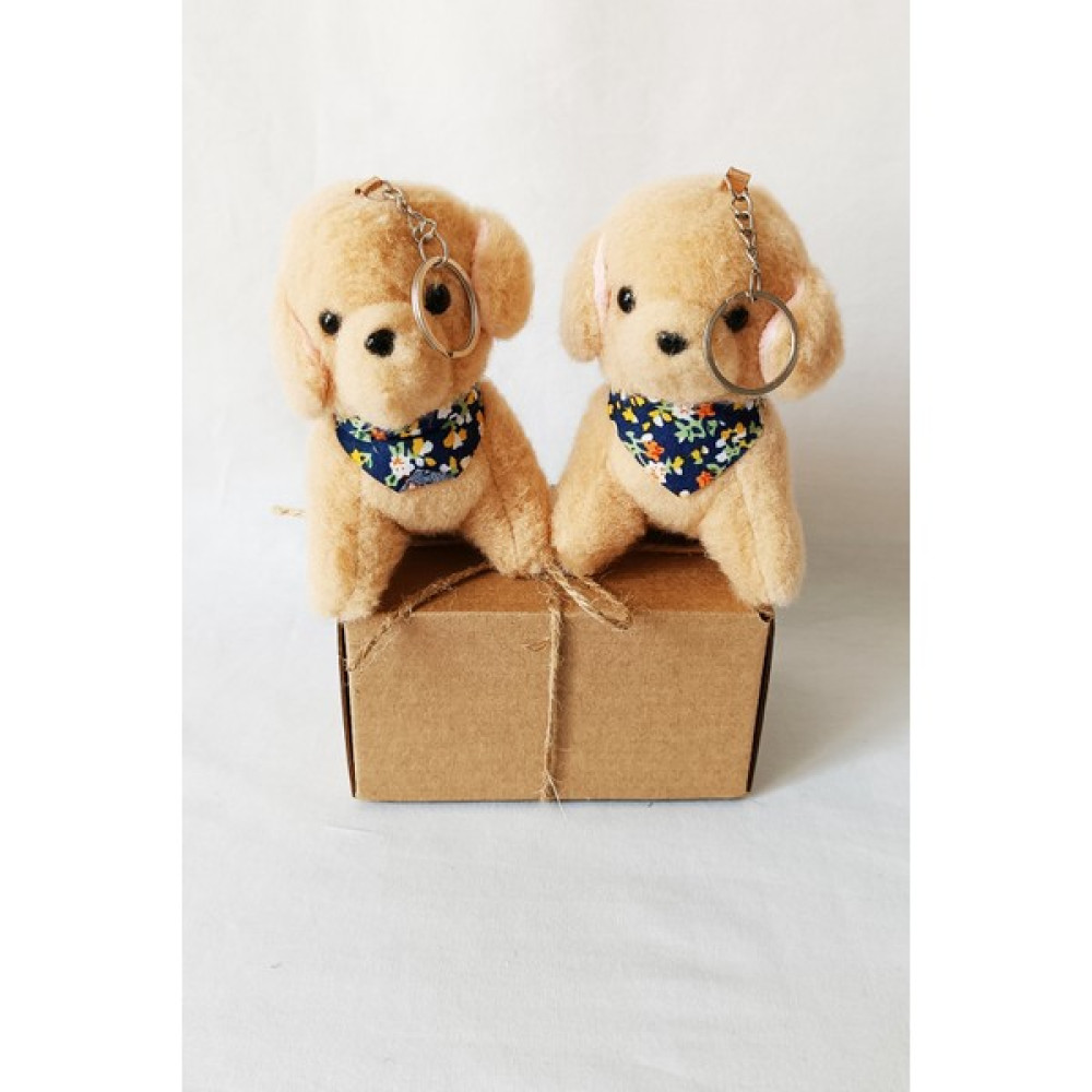2 Adet - Peluş Köpekli Anahtarlık - 12 cm - Fularlı - Kahve - Doğum Günü - Çanta Süsü - Oyuncak - 275 Kahve Oto Boyaları Fiyatı