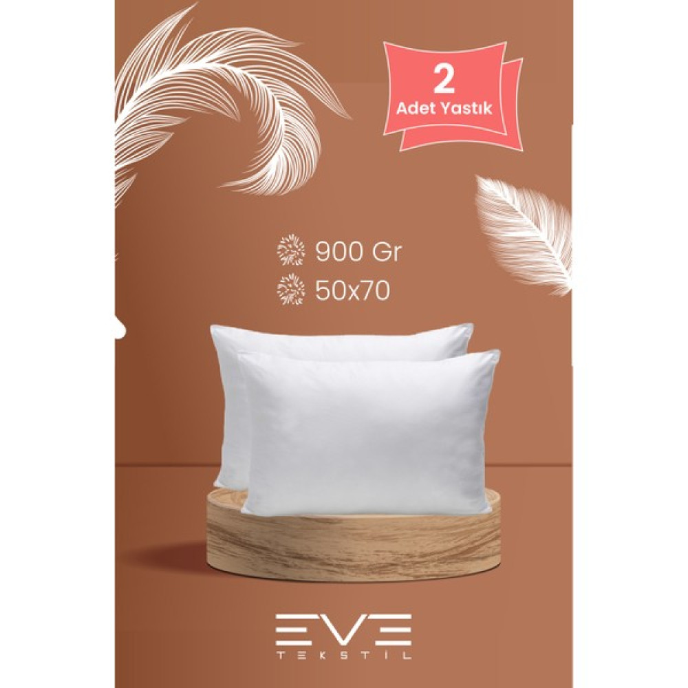 2 Adet Pollycotton Silikon Yastık 50 x 70 cm 900 gr - Beyaz Yastık Fiyatı