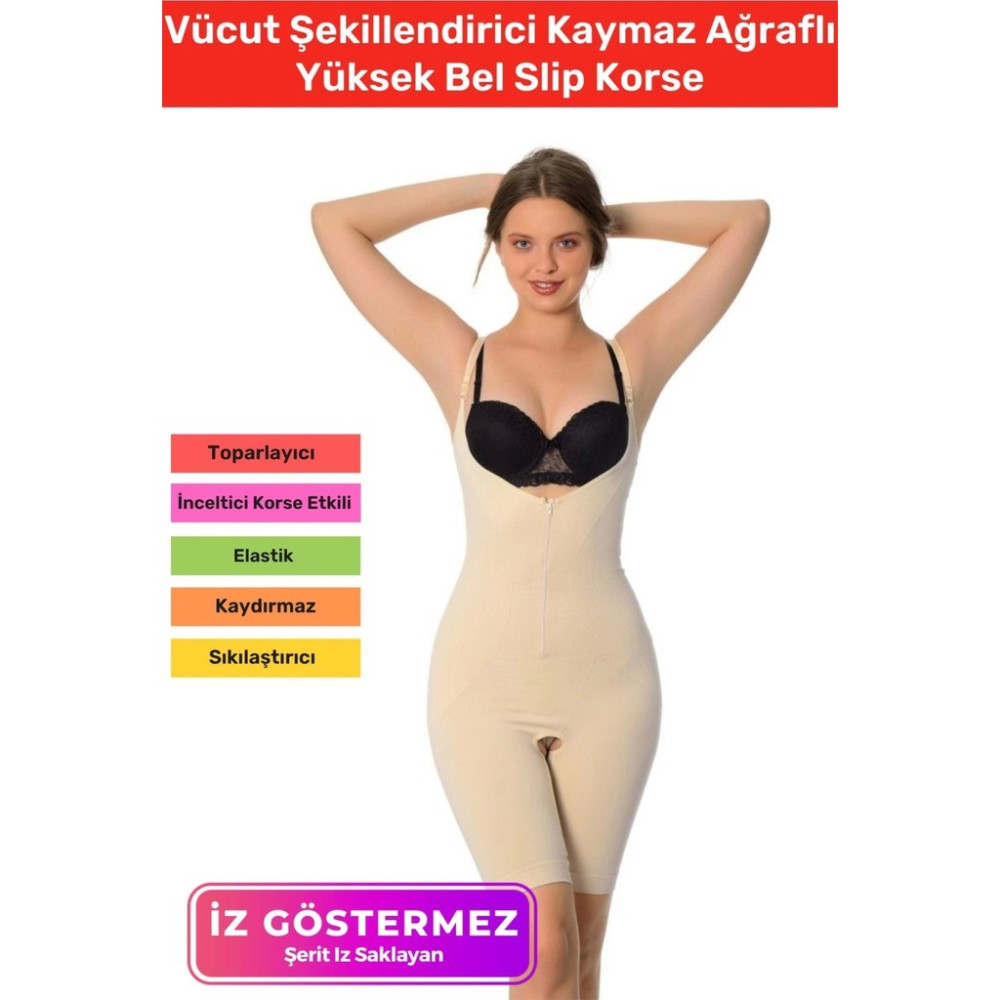 2 Beden Incelten Askılı Toparlayıcı Sıkılaştırıcı Vücut Şekillendiren Kadın Fermuarlı Tam Boy Korse Bayan Korse Fiyatı