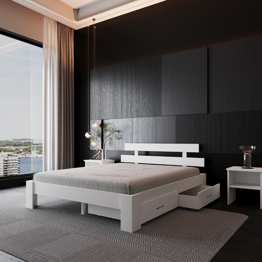 2 Çekmeceli Lotus Mdf Karyola | Çift Kişilik Yatak Uyumlu, Kolay Kurulum - Beyaz - 200 x 200 cm SSD / Solid State Drive Fiyatı