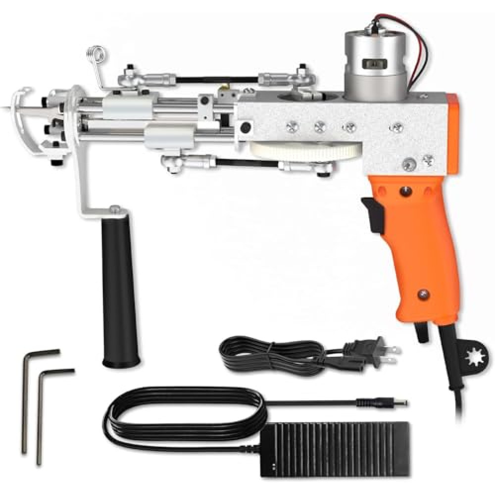 2 in 1 Tufting Gun - artufting 2 in 1 Cut Pile & Loop Pile Rug Tufting Gun AK-Duo - Easy-to-Use Rug Making Kit - Ideal for Craft Devotees, Crafting Studios & Social Media Creators (Orange)
