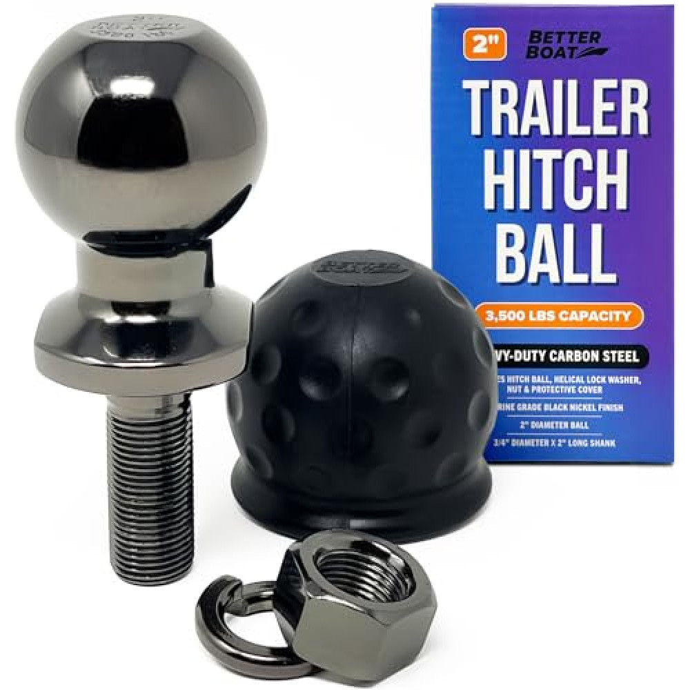 2 Inch Trailer Ball Hitch, 3500lbs Capacity, 3/4" Shank Diameter, 2" Long, Marine Grade Tow Ball for Boats or Towing