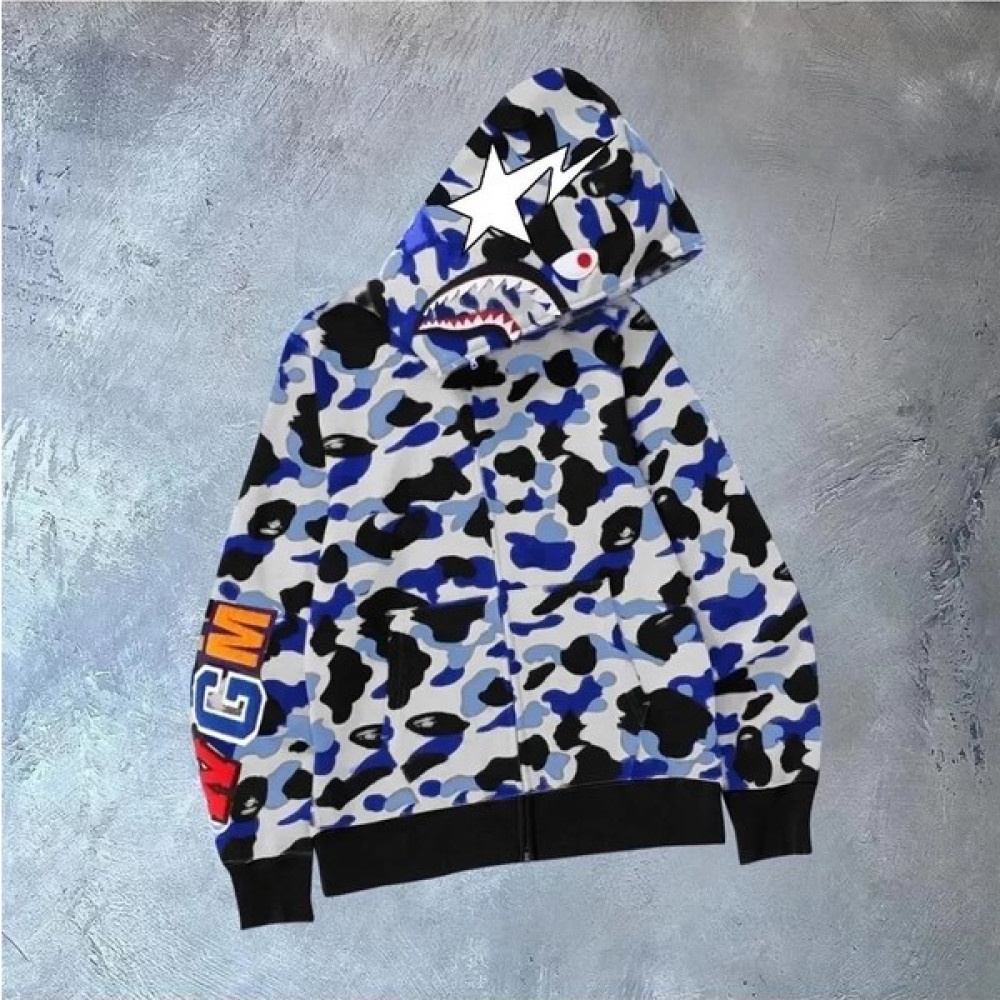 2 Iplik Bape Kapüşonu Fermuarlı Gri Hırka - Premium Kalite 1. Sınıf Erkek Hırkalar Fiyatı