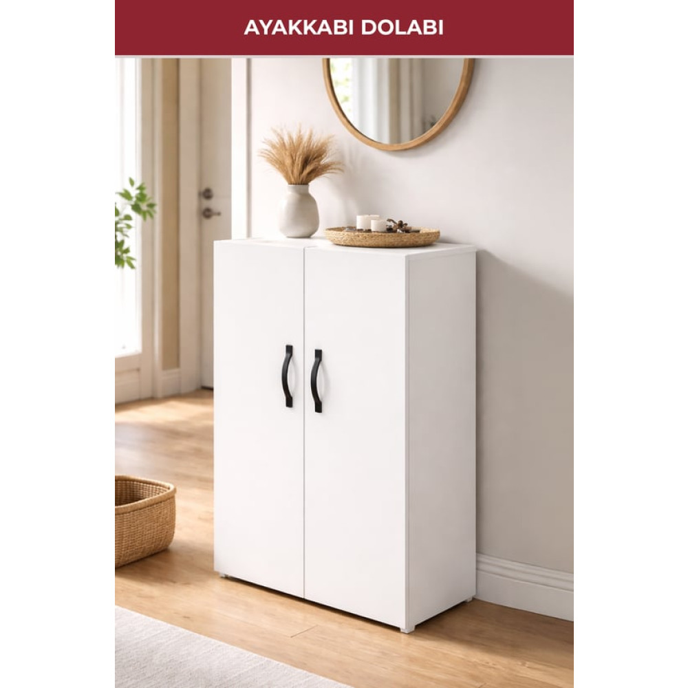 2 Kapaklı, 4 Raflı, Çok Amaçlı Dolap Beyaz 5984 Diğer Fiyatı