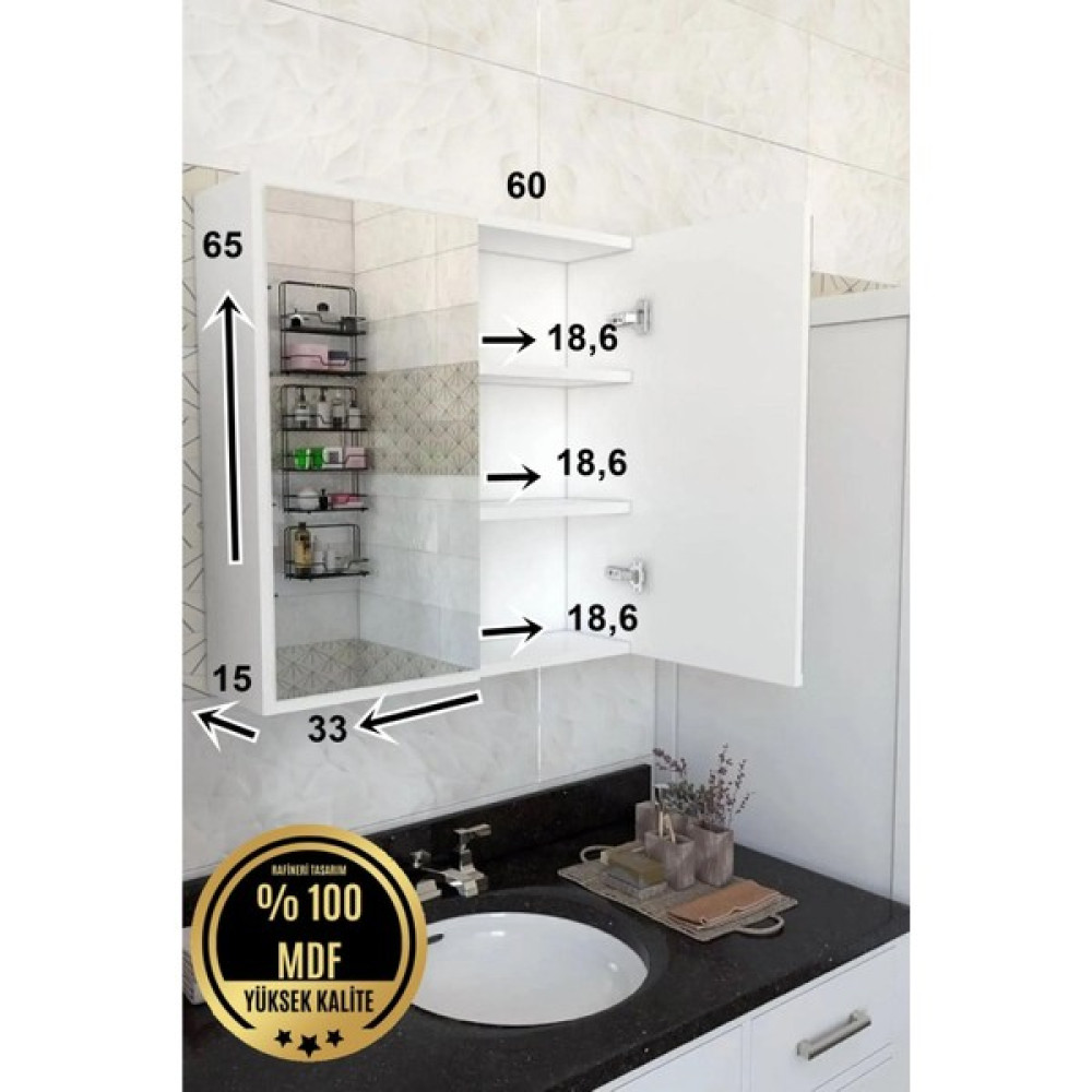 2 Kapaklı Aynalı Banyo Dolabı Çok Amaçlı Dolap - Beyaz Banyo Dolabı / Mobilyası Fiyatı