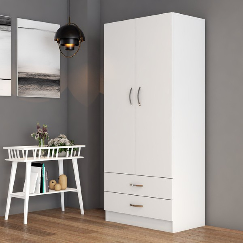 2 Kapılı Iki Çekmeceli Geniş Gardrop Beyaz - GRD0401 Gardrop & Dolap Fiyatı