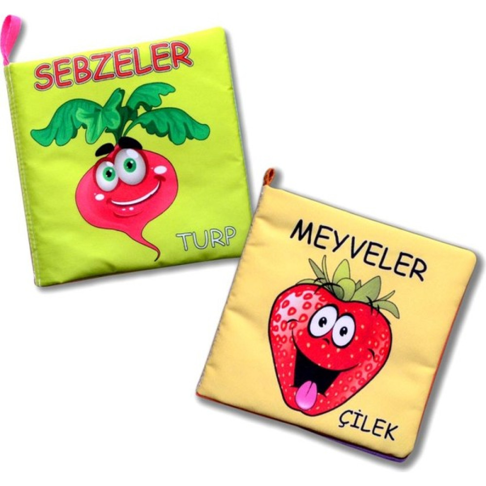 2 Kitap Tox Meyveler ve Sebzeler Kumaş Sessiz Kitap T113/T49 - Bez Kitap , Eğitici Oyuncak , Yumuşak ve Hışırtılı Bebek Oyuncakları Fiyatı