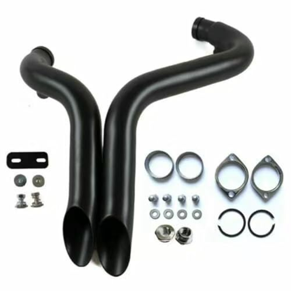 2" LAF Exhaust Pipes w/Flange Kits for Harley Sportster Dyna Matte Black