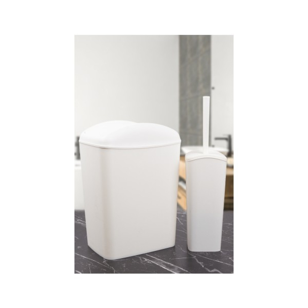 2 Li Banyo Çöp Kovası Tuvalet Fırçası Seti Mutfak Çöp Kovası - 10 Lt Çöp Kovası - Beyaz Çöp Kovaları Fiyatı