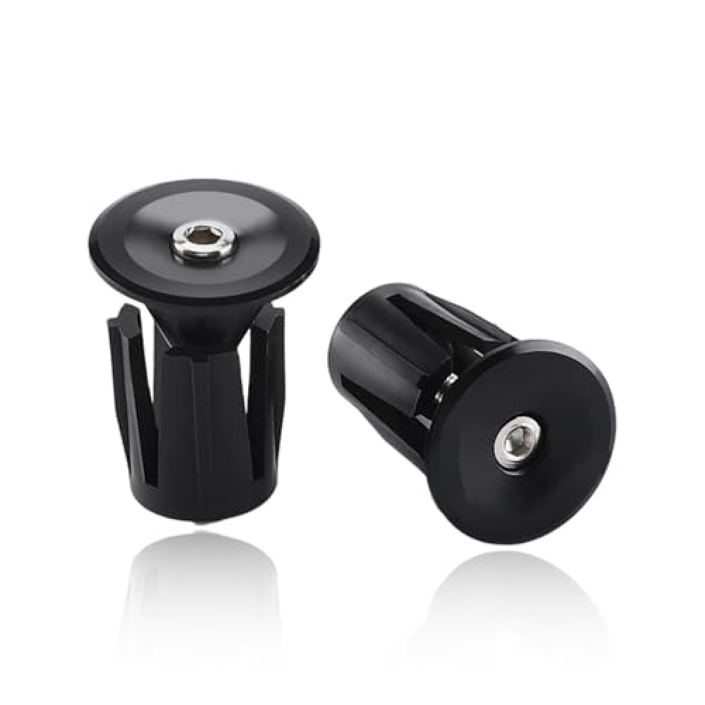 2 Pack Aluminum Bike Handlebar End Plugs Bike Bar End Grips Expanding Locking Bar End Caps for Drop Bars, Expandable Adjustable Locking End Caps (Black)