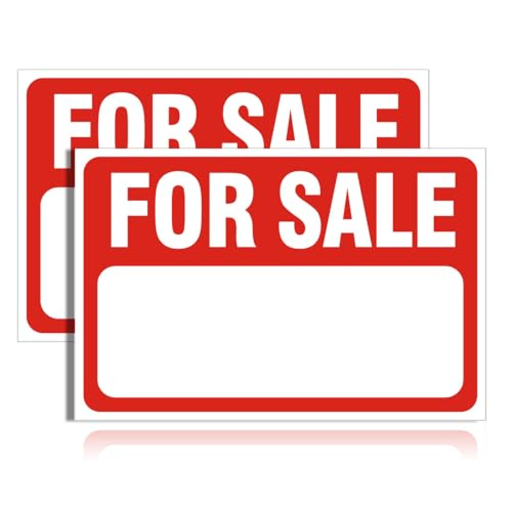 2 Pack for Sale Sign Car Sticker, 12" x 8" Premium Self-Adhesive Vinyl Sale Sign Decal for Garages, Boats, Large Space for Handwriting (Red)
