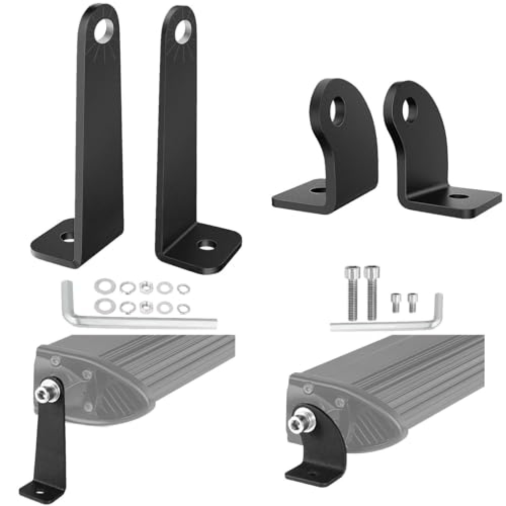 2 Pack Light Bar Brackets, SWATOW INDUSTRIES Single Row LED Light Mounts Universal Straight or Curved Light Mounting Brackets Side-Mounted Bracket for Truck Pickup ATV UTV