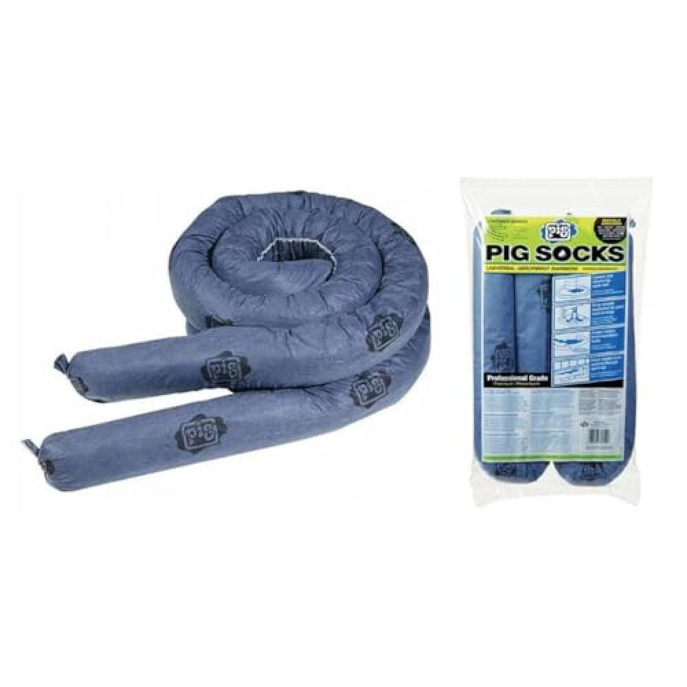 2 Pack New Pig 35700 3" x 42" Absorbent Sock Pads Moldable Blue/Grey Absorbs All Liquids, Perfect for Water Leaks