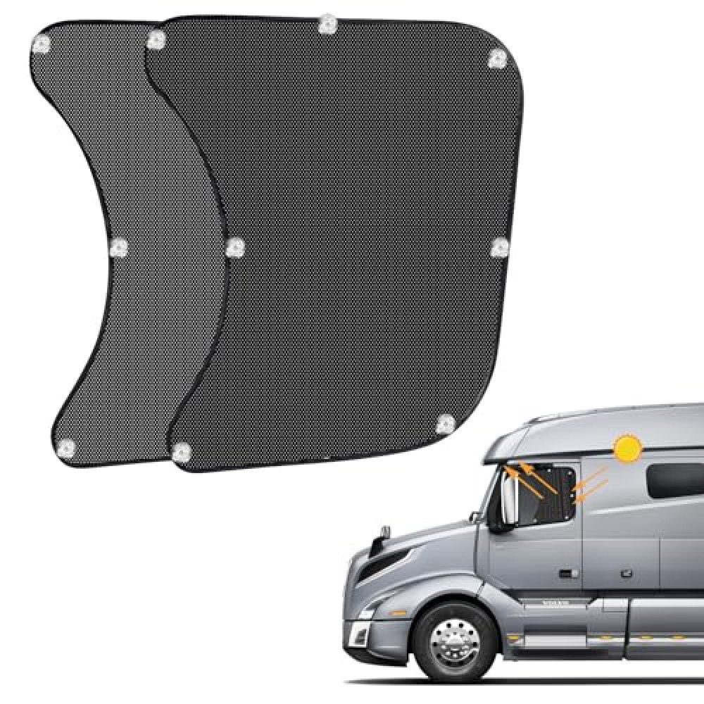 2 Pack Semi Truck Window Shades - Side Window Sun Shade with Suction Cup - 23.6"x21.6" Truck Sun Shade for RV Truck - Glare Shield and UV Ray Protection forTruck Driver