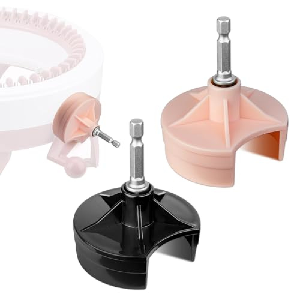 2 Packs Knitting Machines Adapter - Quick Knit Power Adapter Compatible with Sentro 22 40 48 & Jamit Needles Loom, Crank Handle Adapter with Hex Drill Steel Bit (Black + Pink)