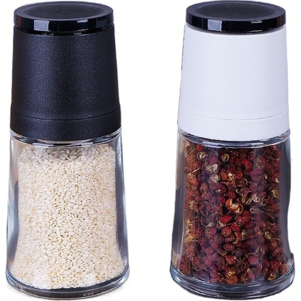 2 Parça Biber Değirmeni Seti Biber Manuel Taze Çekilmiş Susam Karabiber Granül Ev Mutfak Cam Baharat Kavanoz (Yurt Dışından) - Beyaz - Siyah - 100 ml Baharat Setleri & Baharatlıklar Fiyatı