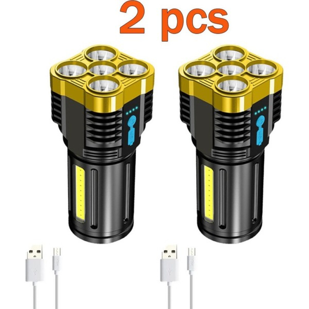 2 Parça Taktik El Feneri LED Süper Güçlü USB Şarjlı (Yurt Dışından) El Feneri Fiyatı