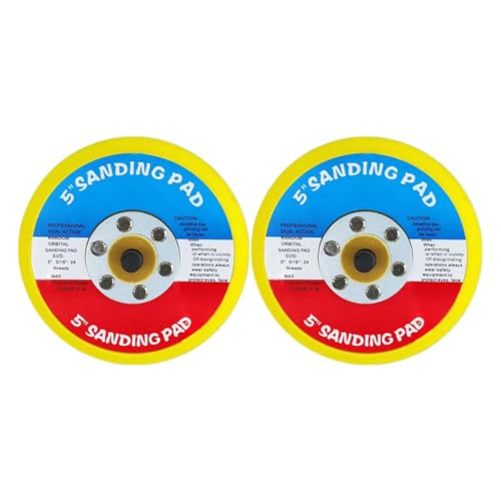 2 PCS 5" Hook and Loop Backing Pads, Dual Action Sanding Pad, 5/16" Arbor 24 Thread Polisher Backing Pad for Air Orbital Sander, 12000RPM Sanding Pads for Finishing Polishing Buffing