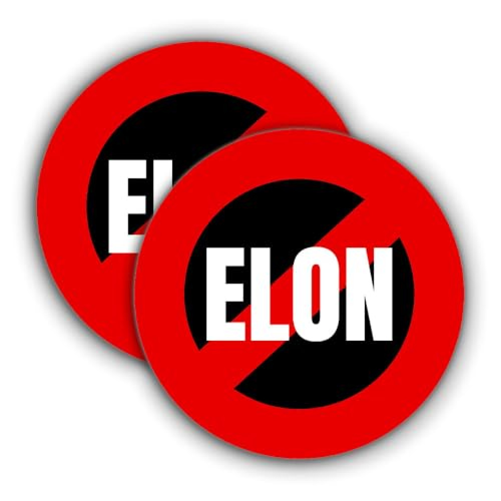 2 pcs Anti Elon Sticker, No Elon Sticker, Elon Sticker, Anti Musk Tesla Bumper Sticker, 4 Inch Waterproof Vinyl Decal for Car, Truck, Laptop, Window, Tesla Bumper Sticker