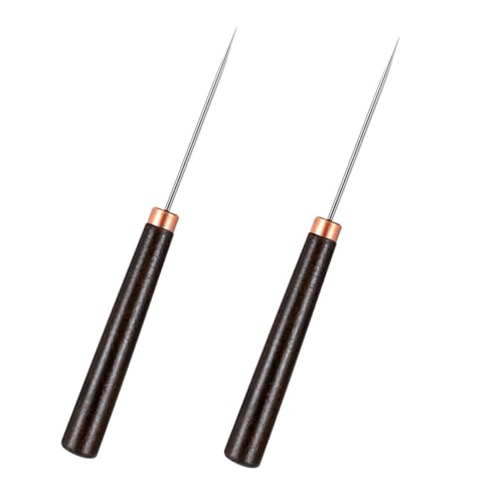 2 Pcs Awl Tool Sewing, Wooden Handle Scratch Awl for Leather Hole, Tailors Awl with Wooden Handle, Awl Repair Tool for Leather Craft, Scratch Awl Tool, Sewing Awl Leather Craft Repair Tools