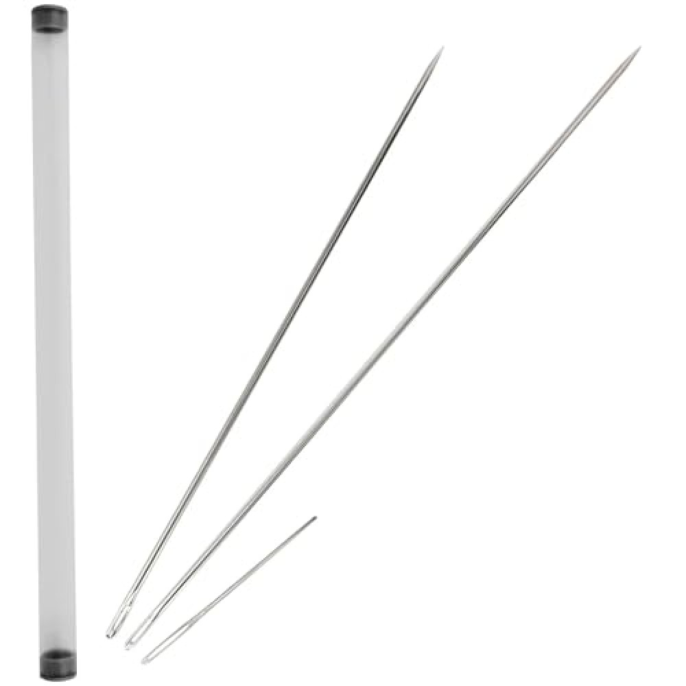 2 PCS Professional Upholstery Needle, Long Sewing Needles, 10"/12" Large Eye Hand Sewing Needles, with Needle Storage Tube, for Home Quilting, Stitching, Crafting