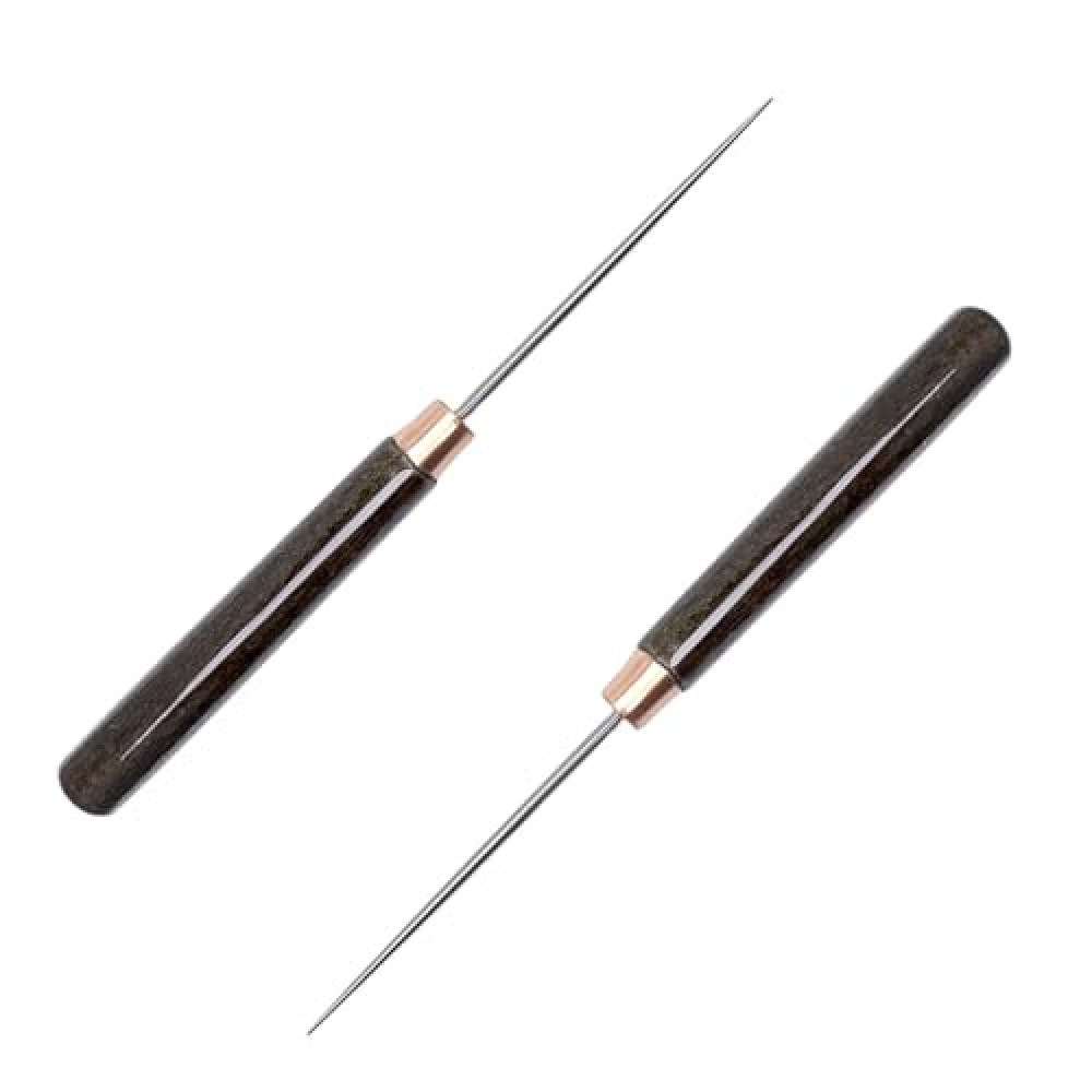 2 Pcs Scratch Awl Tool, with Wooden Handle, Leather Awl Punch Tool,Tailors Awl, for Punching Stitching Sewing, Awl Repair Tool for Leather Craft
